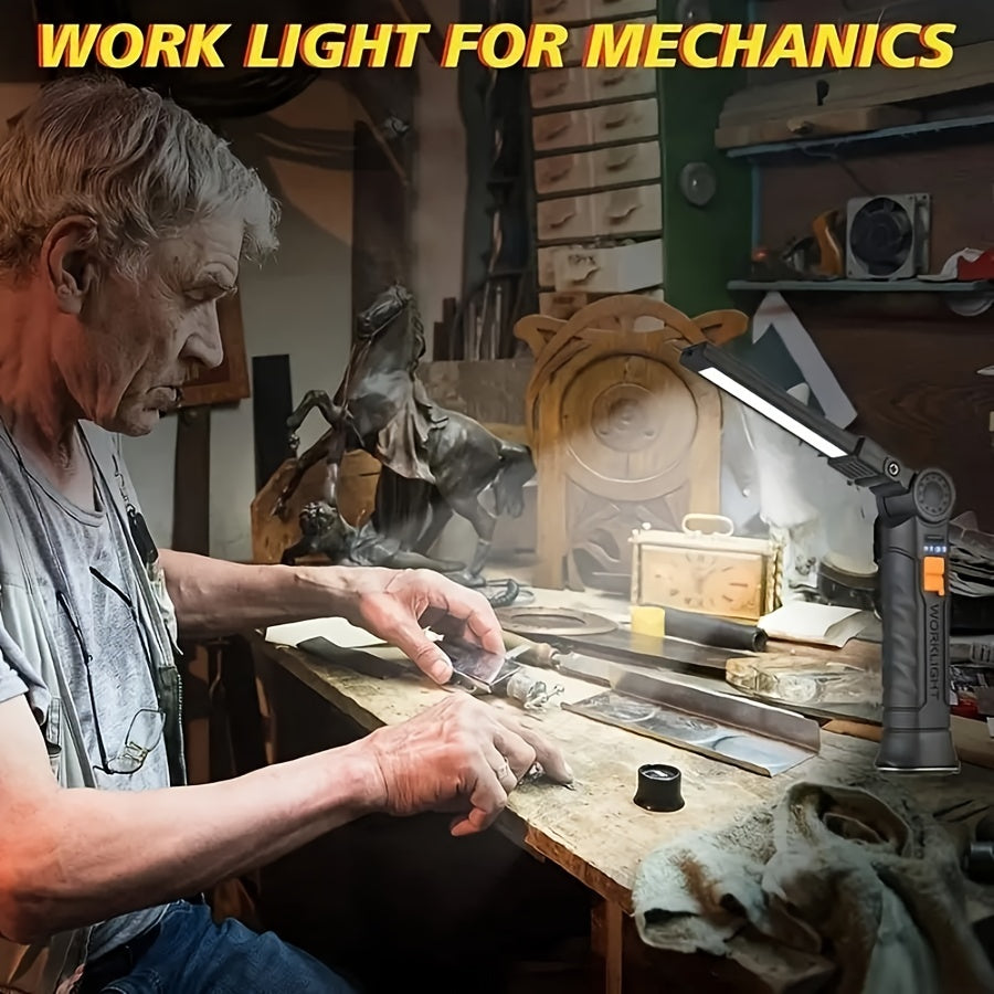 COB LED Rechargeable Work Light with Magnetic Base Multi-Pack - Portable Hanging Flashlight for Camping Garage Yard Emergency - Solar Front Mini Work Light Combo Sets