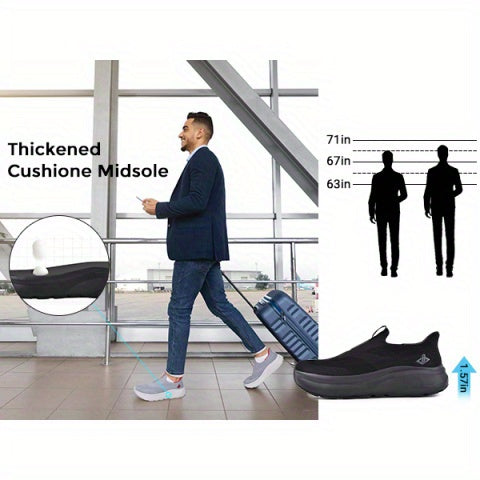 Mens Slip-In Hands Free Sneakers – Wide Toe Box, Arch Support, Orthopedic Walking Shoes with Zero Drop Sole & Metatarsal Pads, US 8-13