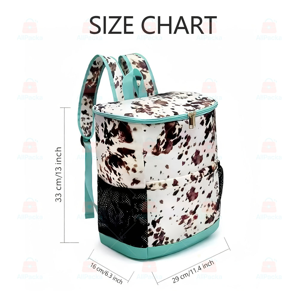 Insulated Cooler Backpack 30-Can Leopard Print Nylon Portable Cooler Bag with Mesh Pockets Adjustable Straps for Beach Camping Picnic Outdoor Travel Daily Use