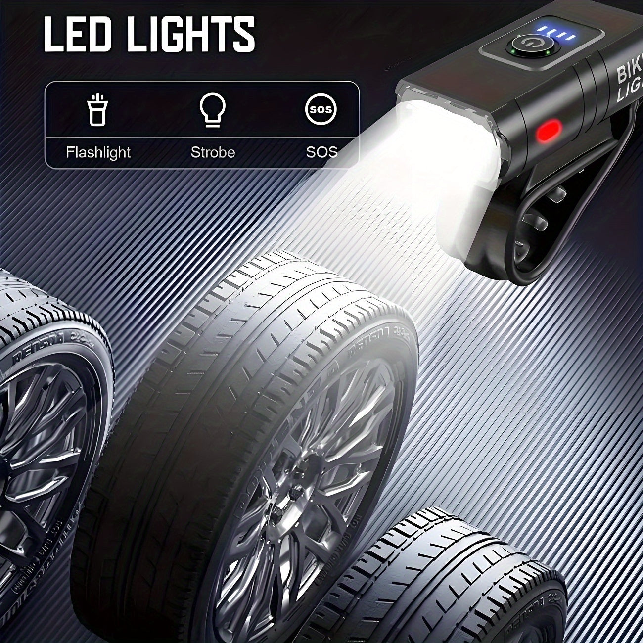 LED Bike Light Set 2pcs USB Rechargeable 1500 Lumen Headlight with Whistle 6 Front Modes 4 Tail Modes Power Display Waterproof Safety Bicycle Lights for Night Riding
