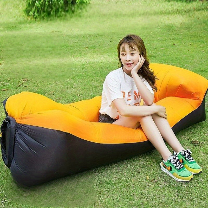 Portable Inflatable Camping Sofa Lounger Chair – Quick Inflate Outdoor Recliner for Beach, Backyard & Camping in Blue, Purple, Red & Green