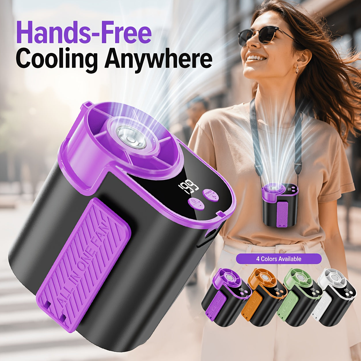 Hands-Free Neck Fan with Flashlight – 18000 RPM Brushless Motor, 199-Speed Adjustable, 5000mAh Battery, Wearable Portable Cooling Fan for Outdoor Work Camping Fishing Hiking, Single & 2-Pack