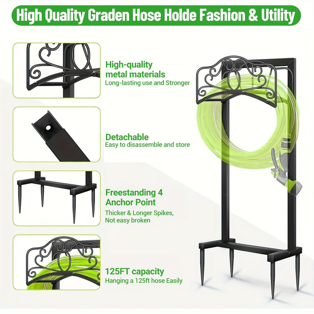 Garden Hose Holder Outdoor Wall Mount & Freestanding Hose Reel Rack – Heavy Duty Metal, Rust-Resistant, Multi-Style Options for Lawn Patio Yard