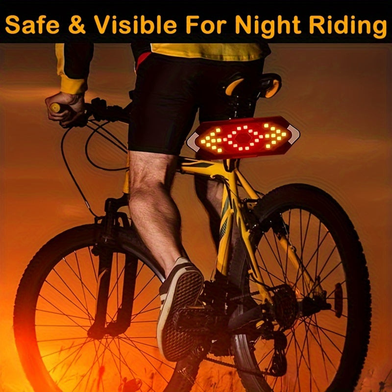 Bike Tail Light with Turn Signals & Wireless Remote – USB Rechargeable 120 Lumen LED Rear Safety Light for Road Mountain Cycling Adults Kids Men Women