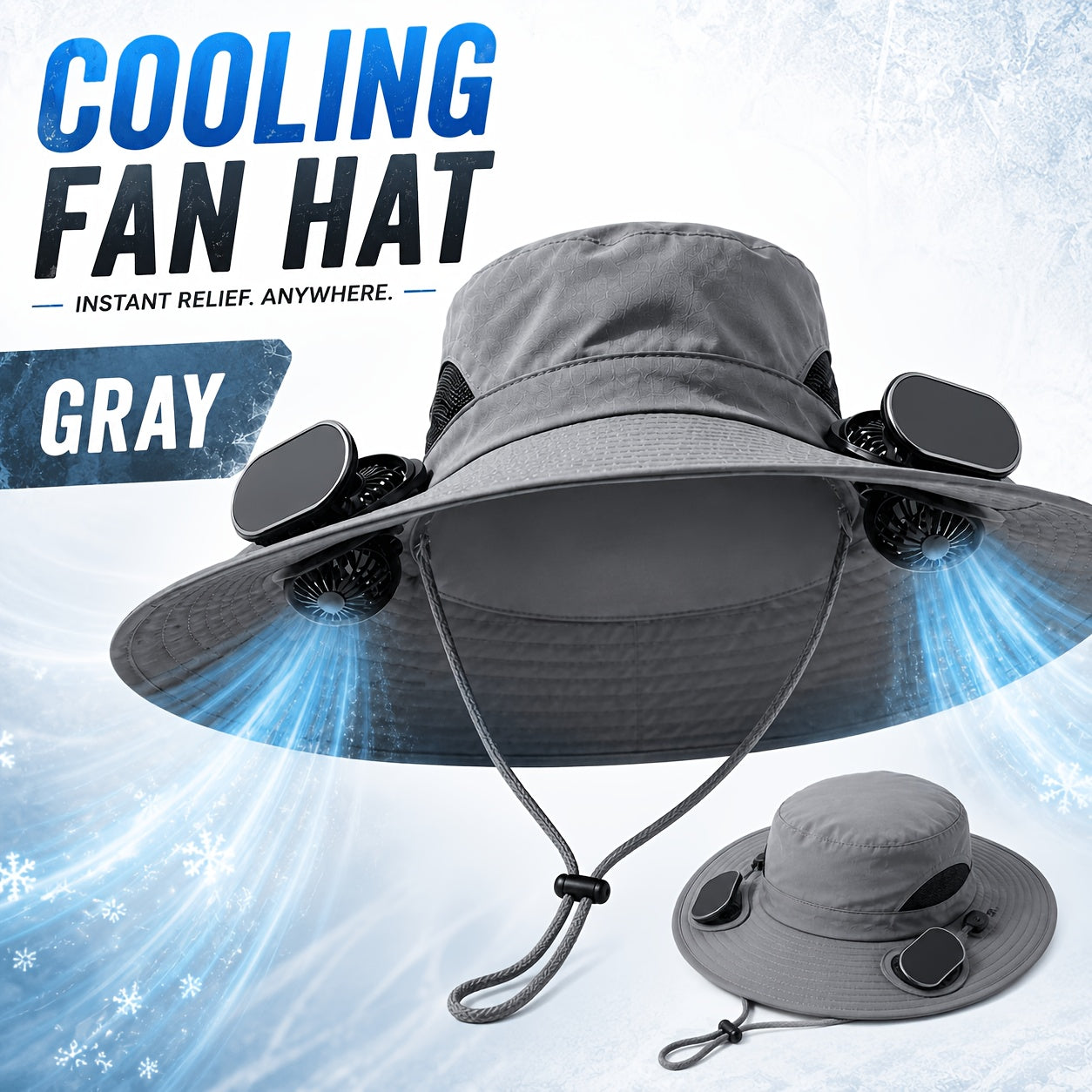 Solar Powered Cooling Fan Hat Wide Brim Dual Fans Adjustable Breathable Sun Hat for Men Women Outdoor Travel Garden Work Black Grey Khaki Camouflage