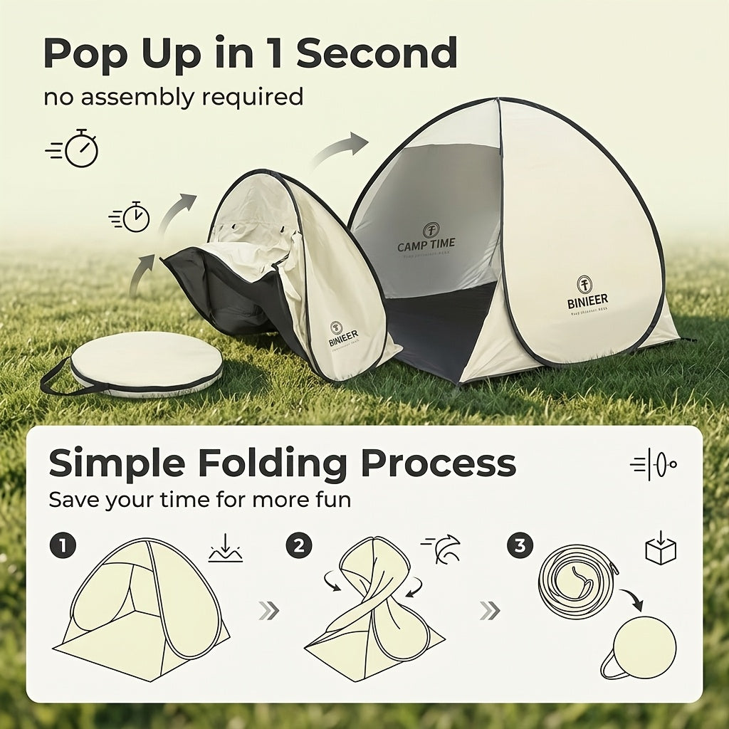 Pop Up Camping Tent 2-3 Person Instant Setup – Portable Sun Shade Shelter with Storage Bag, Foldable Outdoor Canopy for Camping Backyard Garden Beach Hiking Leisure