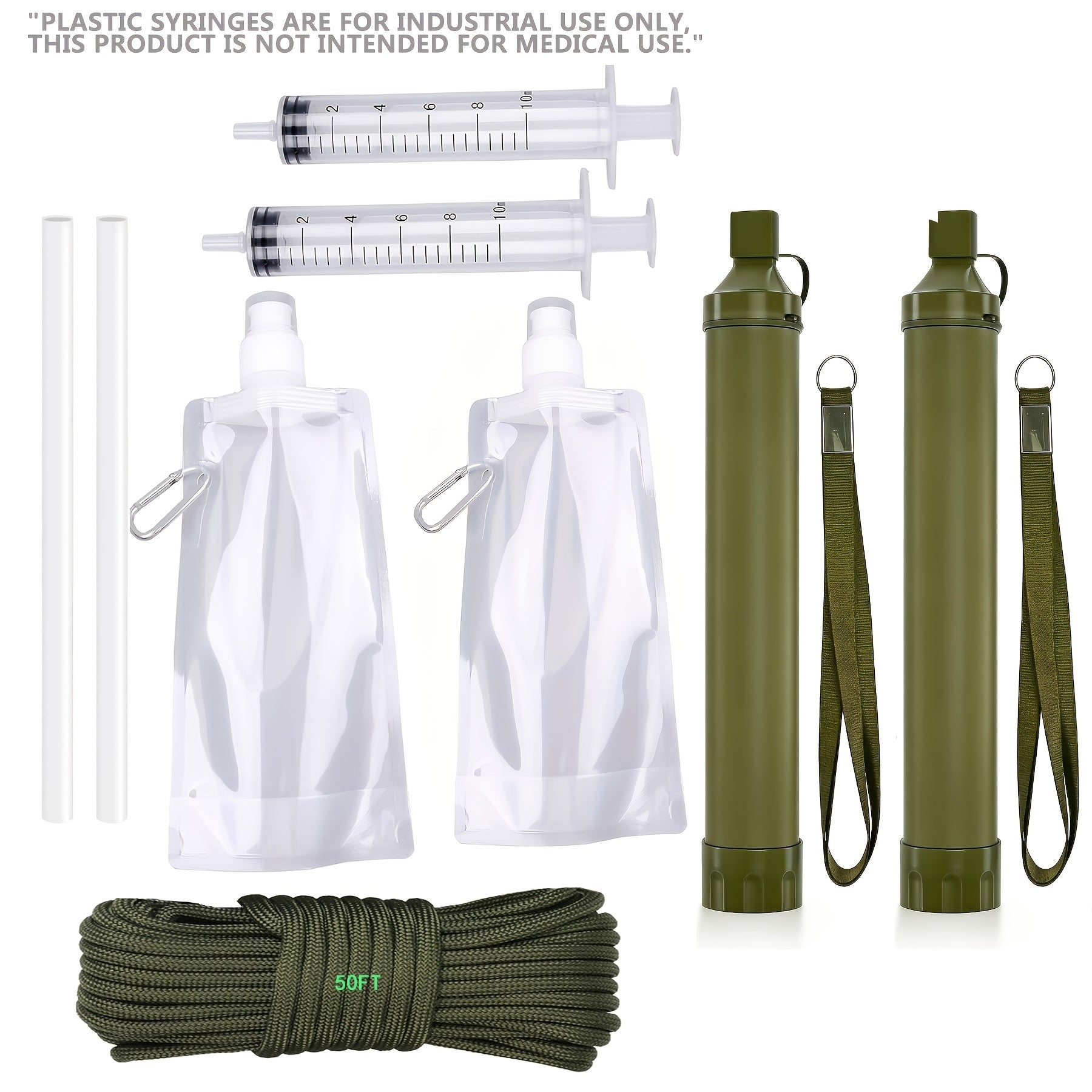 Survival Water Filter Straw 10000 Gallons Portable Personal Water Purifier for Camping Hiking Backpacking Emergency Filtration BPA Free