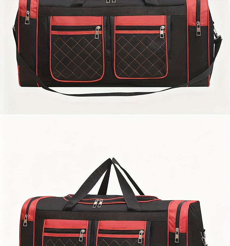 Large Capacity Duffel Bag Heavy Duty – Multi-Pocket Gym Travel Camping Outdoor Bag with Adjustable Strap for Men Women Black Blue Red