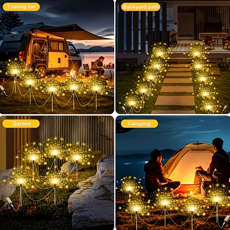 Solar Firework Lights DIY Copper Wire 4-Pack – 240 LED, IP65 Waterproof, 8 Modes, Flexible Shape Design for Garden, Lawn, Patio & Pathway | Christmas, Halloween & Thanksgiving Decor
