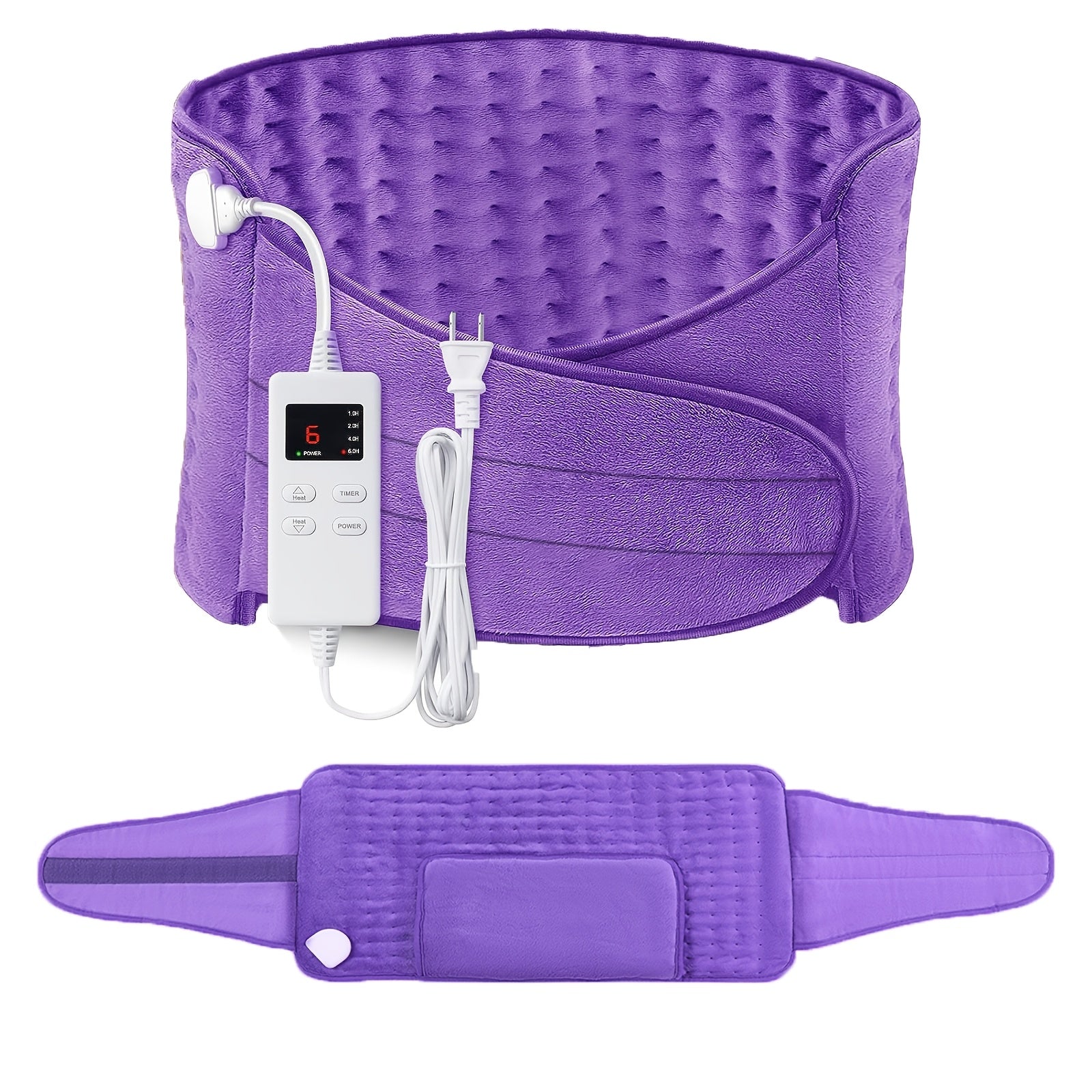 Heating Belt for Back Pain Relief Electric 12x24 Heated Waist Wrap – 6 Levels 4 Timers 6-Hour Auto Shutoff for Men Women Cramps Muscle Soreness