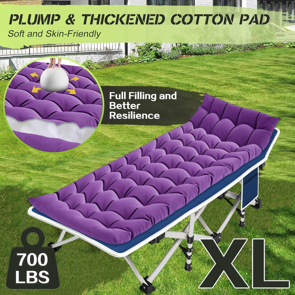 XXL Oversized Camping Cot 32-Inch Wide with Comfortable Mattress – Extra Wide Heavy-Duty Folding Cot for Adults, 1200D Oxford Cloth, Carry Bag Included, Camping Lounge Chair Option