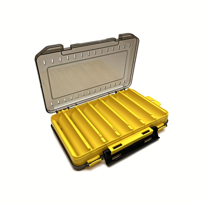 Fishing Lure Tackle Box Dual-Sided 14 Compartments – Portable ABS Lure Organizer for Minnow Pencil Squid Crankbait Hard Baits Freshwater Saltwater – Tangerine & Blue