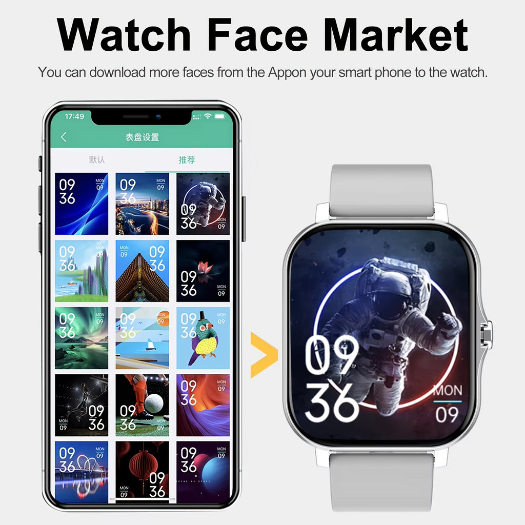 Smart Watch for iPhone & Android with Wireless Calls – HD 1.52" Full Touch Screen Fitness Tracker, Music Control, Message Alerts, Luminous Display, Silver Black Gold Pink, Single & Dual Strap