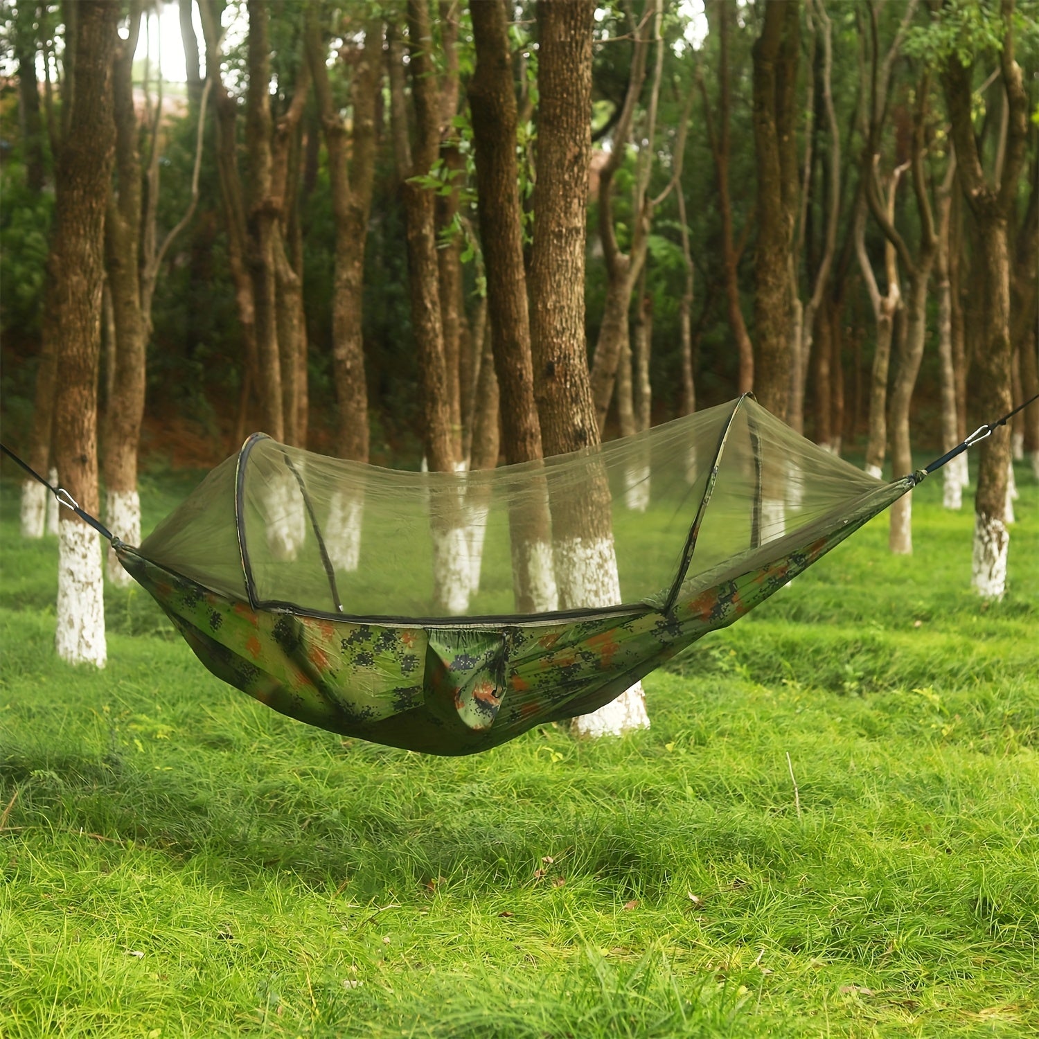 3-in-1 Double Camping Hammock with Mosquito Net and Sun Shade Durable Lightweight Portable for Camping Hiking Backpacking Picnic Garden Patio Park Outdoor Adventures