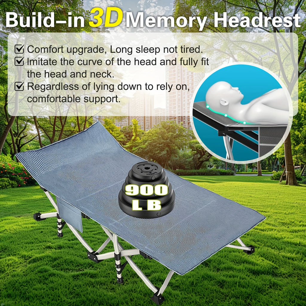Folding Camping Cot with Mattress XXL Oversize 75"-79" Heavy Duty 700-900 LBS – Portable Guest Bed & Sleeping Cot with Carry Bag for Camping, Travel, Indoor & Outdoor Use