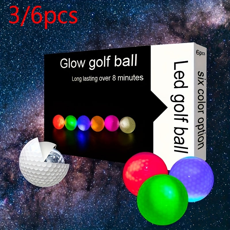 Glow in the Dark LED Golf Balls 6-Pack Night Golf - Light Up Impact-Activated Golf Balls 8-Min Glow 40hr Battery 6 Colors for Night Practice, Backyard Games, Nighttime Golf & Unique Golf Gifts