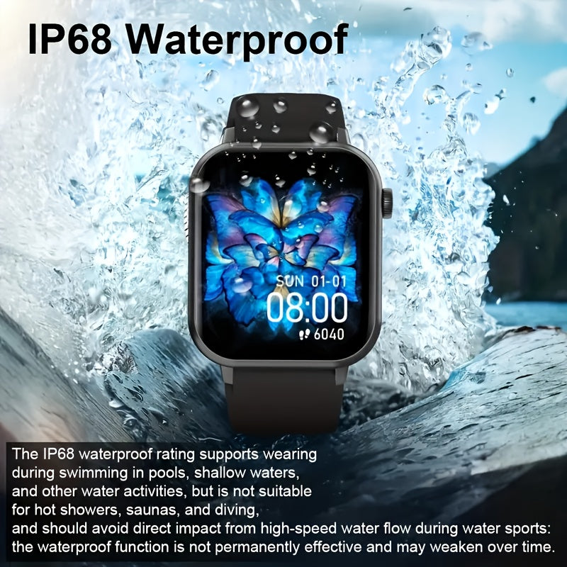 Smart Watch Men Women 1.83 Inch Full Touch Screen Wireless Calls Pedometer Fitness Tracker IP68 Waterproof iPhone Android Black Pink Silver