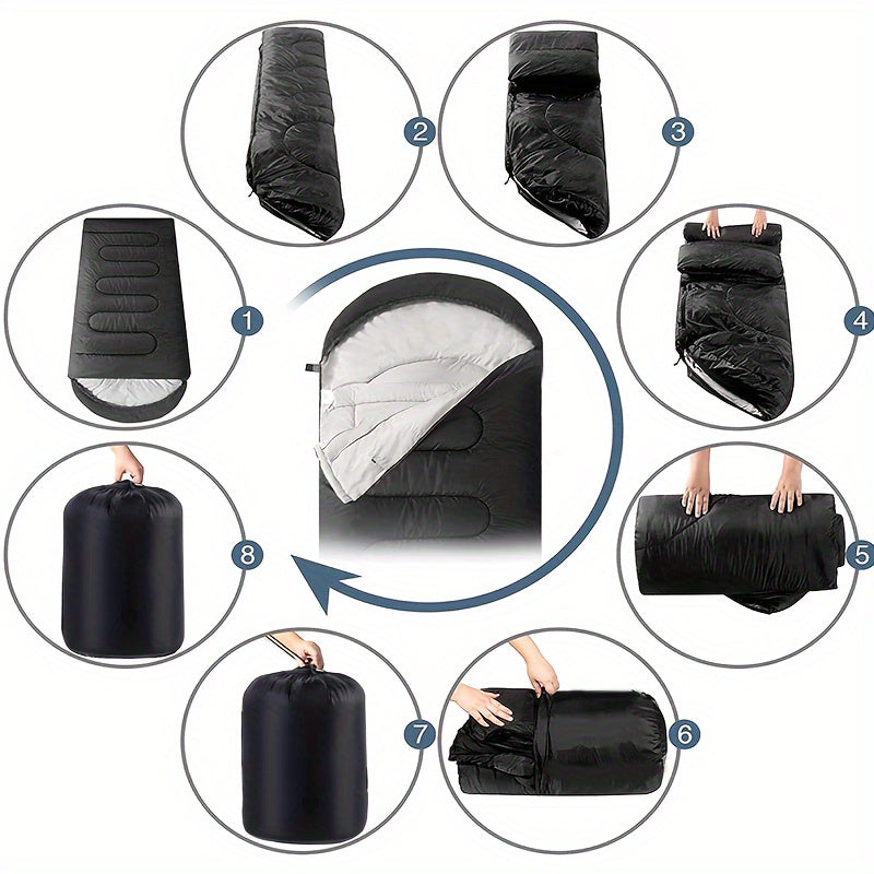 Camping Sleeping Bag with Pillow and Compression Sack Lightweight 3 Season Sleeping Bag Set for Adults Hiking Backpacking Outdoor Travel Emergency 5 Colors