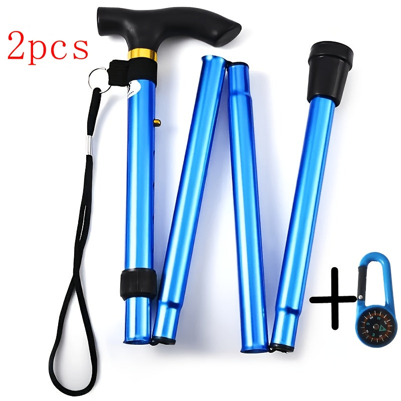 Foldable Hiking Poles 2pcs Adjustable Trekking Poles with Rubber Tips Lightweight Collapsible Walking Sticks for Men Women Outdoor Hiking Camping Trail