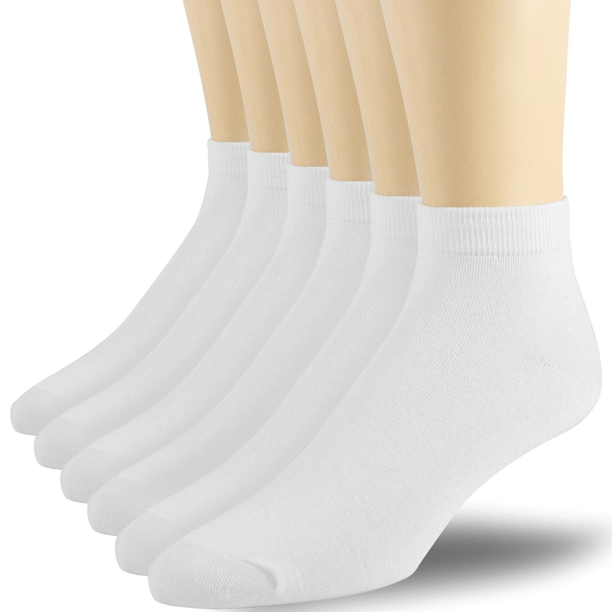 Athletic Cotton Ankle Socks 12-Pack for Men Women – Low Cut Breathable Moisture-Wicking Running Sport Socks, Reinforced Heel & Toe, White Black Mixed, Sizes 9-11 & 10-13