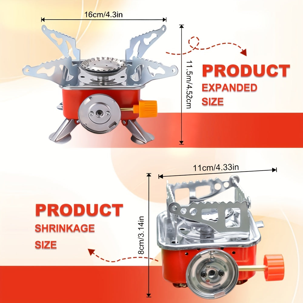 Stainless Steel Mini Folding Camp Stove – Portable Windproof Butane Gas Stove with Adjustable Flame for Camping, Hiking, Picnics & Outdoor Cooking
