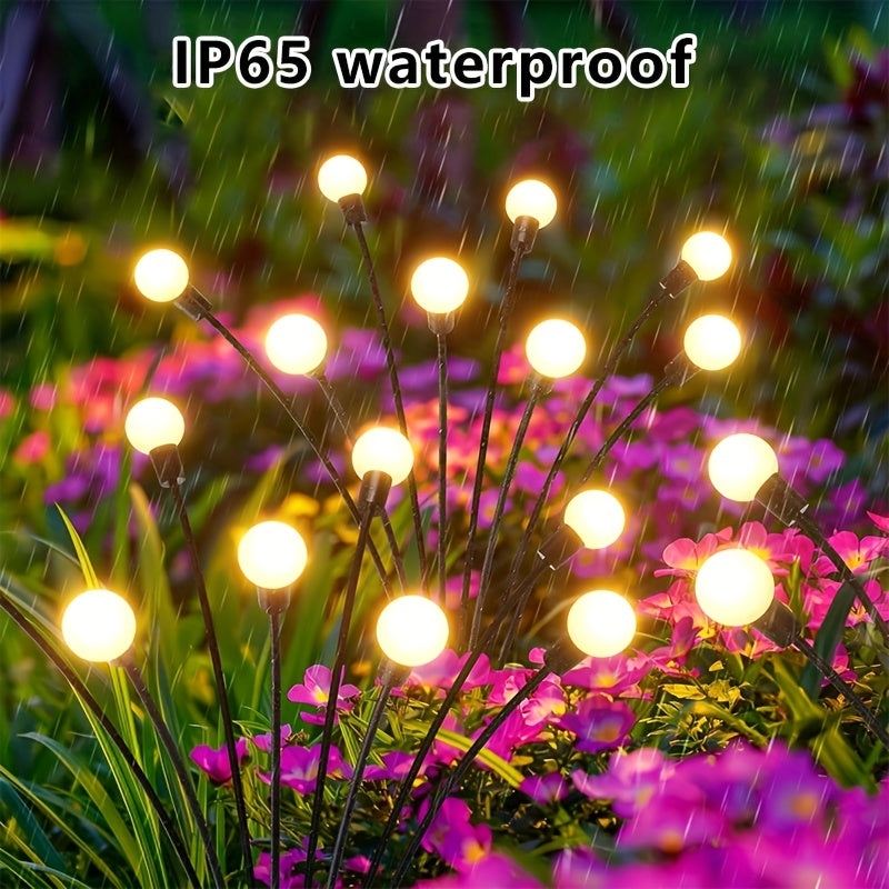 Solar Firefly Lights Outdoor – IP65 Waterproof Garden Path Lights, Warm White Glow, Easy Stake Install, 2-Pack or 4-Pack for Yard, Lawn, Courtyard, Patio & Wedding Decoration