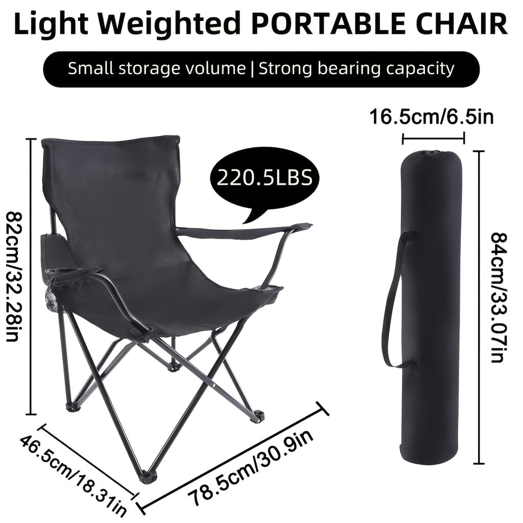 Folding Camping Chairs Set of 2 with Cup Holder & Storage Bag – Steel Frame Oxford Cloth Portable Outdoor Chairs for Camping, BBQ, Beach, Backyard & Tailgate
