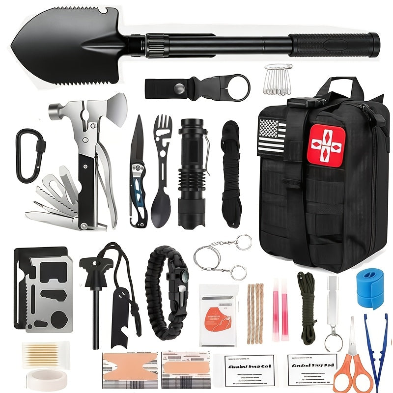 258-Piece Survival Gear Kit – Professional Outdoor Emergency Set with Fire Starter, Compass & Multi-Tools for Camping, Hiking, Backpacking | Best Gift for Men, Dad & Husband