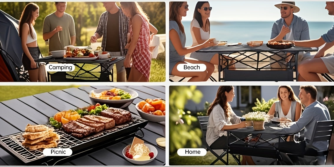 Folding Camping Table with Carry Bag - Lightweight Portable Beach Table for Outdoor Cooking, Picnic, BBQ, Boat, Backyard & Travel | S & M Sizes