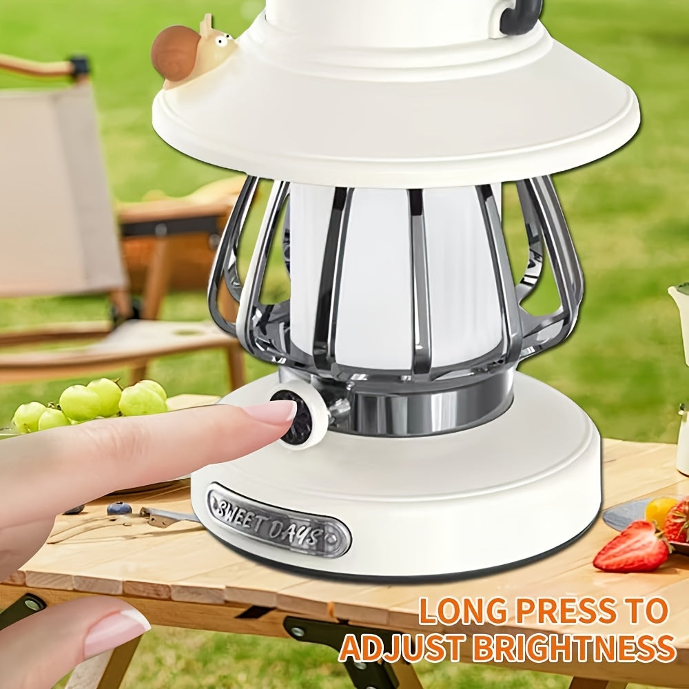 Rechargeable LED Camping Lantern 3-Tone Dimming USB Battery Dual Use - Portable Snail Design Freestanding Camp Light for Outdoor Camping Hiking Emergency - 18650 Battery Green White Pink Purple