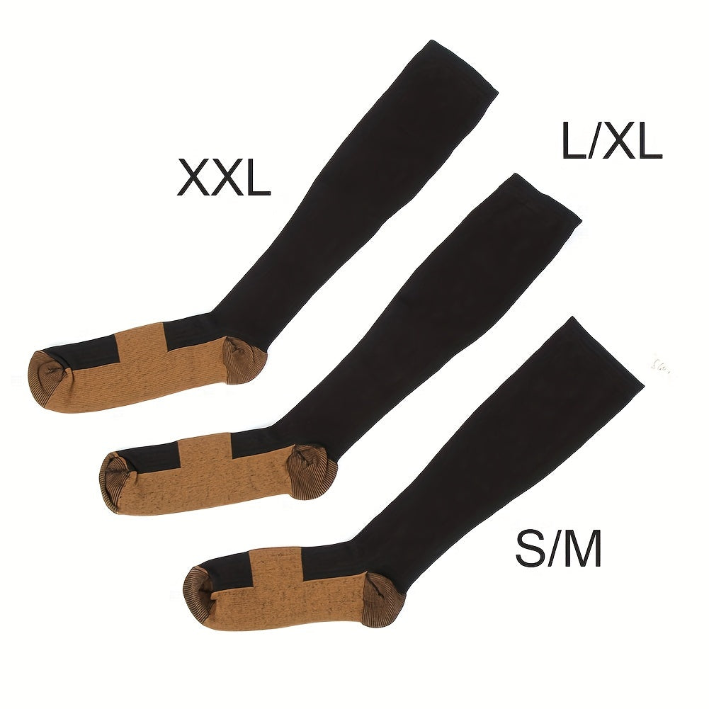 Copper Compression Socks 5 Pairs for Women & Men – Best for Running, Hiking, Cycling, Travel & Sport, Sizes S/M/L/XL/XXL, Black, All-Day Comfort & Circulation Support
