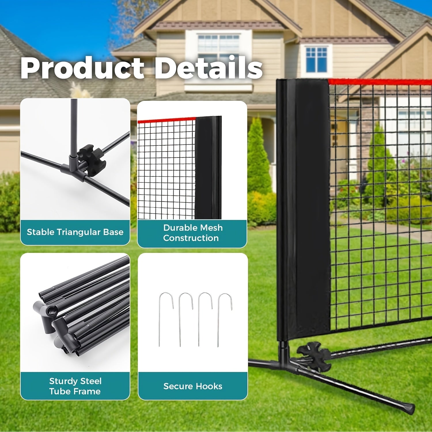 Portable Badminton Volleyball Net Set – Adjustable Height & Tension, 10ft & 14ft, Weather-Resistant, Carry Bag Included, for Outdoor, Backyard, Pool & Indoor Court Games