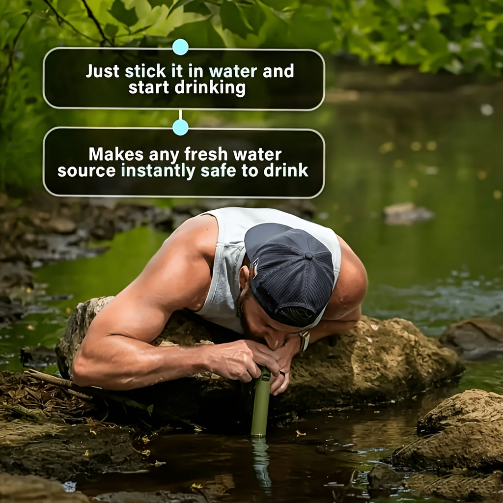 Survival Water Filter Straw 10000 Gallons Portable Personal Water Purifier for Camping Hiking Backpacking Emergency Filtration BPA Free