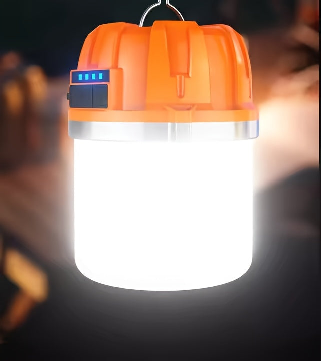 LED Camping Lantern USB Rechargeable – Ultra Bright Hanging Tent Light with Built-In Battery & Emergency Phone Charger for Camping, BBQ, Patio & Outdoor Use | Orange