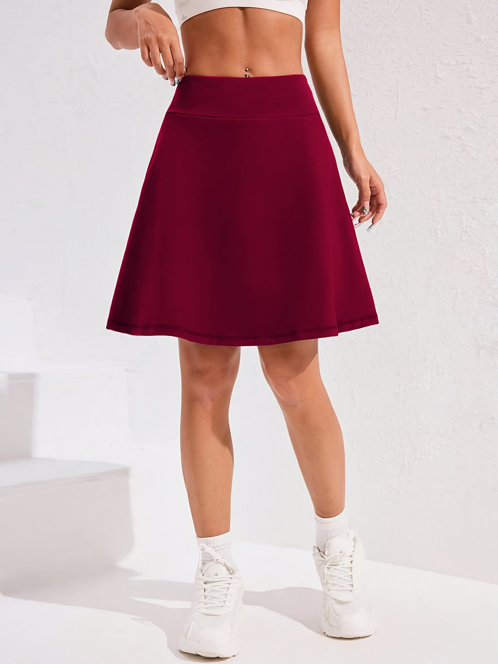 Women's Knee-Length Skort 20-Inch High Waist with 5 Pockets Built-In Shorts Long Athletic Skirt for Tennis Golf Workout Casual Wear S-XXL