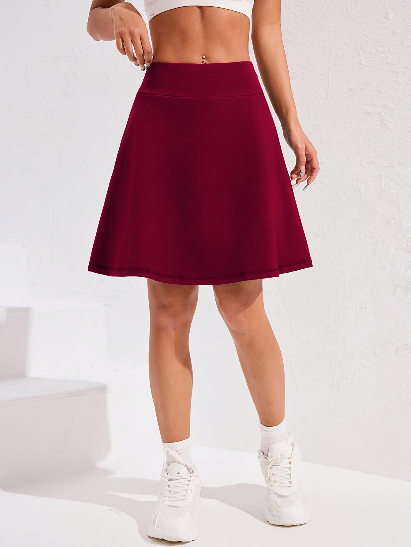 Women's Knee-Length Skort 20-Inch High Waist with 5 Pockets Built-In Shorts Long Athletic Skirt for Tennis Golf Workout Casual Wear S-XXL