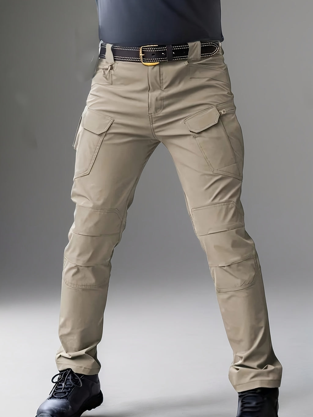 Men's Tactical Cargo Pants Lightweight – Quick Dry Breathable Polyester, Multiple Pockets, Relaxed Fit, Belt Included, All Season Hiking & Outdoor Work Pants, Sizes M–XXXL