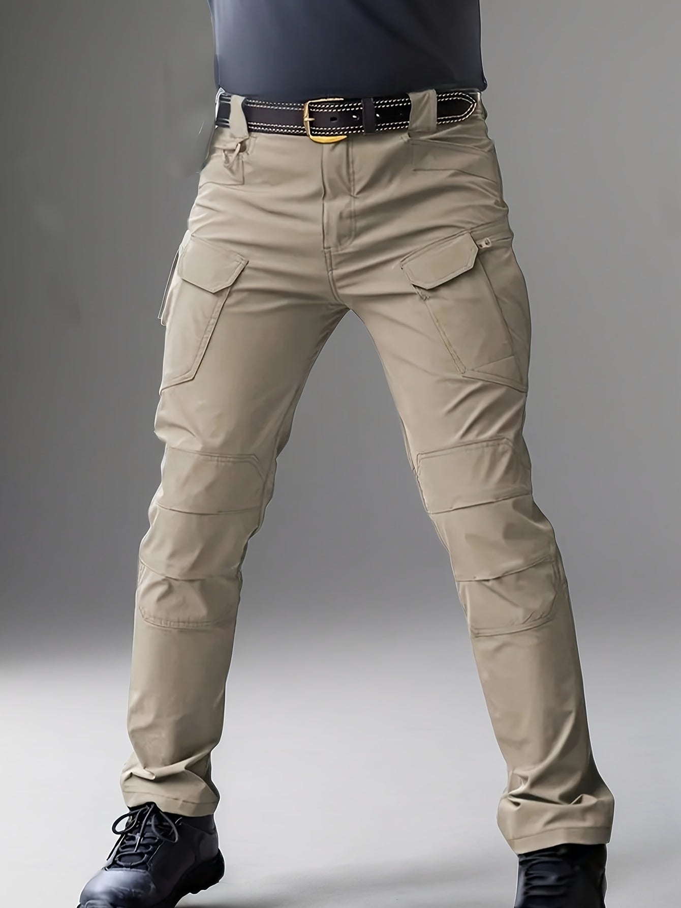 Men's Tactical Cargo Pants Lightweight – Quick Dry Breathable Polyester, Multiple Pockets, Relaxed Fit, Belt Included, All Season Hiking & Outdoor Work Pants, Sizes M–XXXL