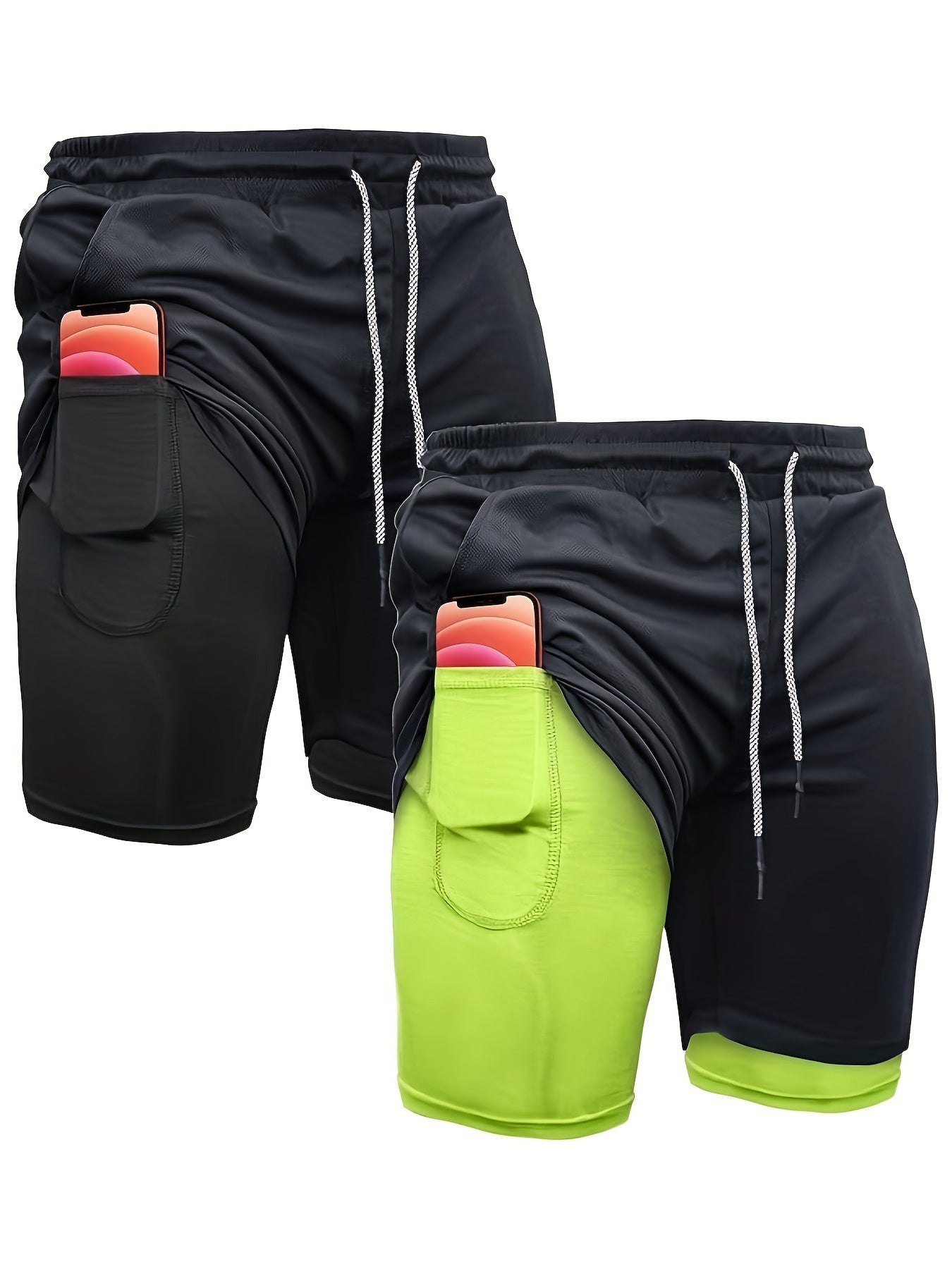 Men's 2-in-1 Running Shorts with Compression Liner – 7 Inch Quick-Dry Workout Shorts for Gym, Yoga & Outdoor Sports, Sizes S-XXL, 3 Colors