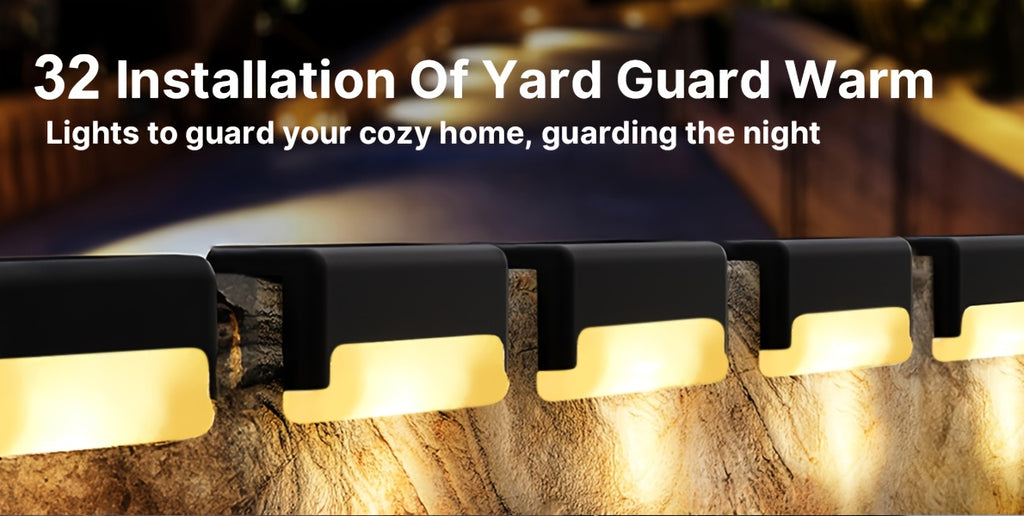 Solar LED Deck Lights Outdoor – 16 or 32 Pack, Auto On/Off Dusk to Dawn, 12-Hour Lighting for Stairs, Fence, Pathway & Patio | Step Lights for Night Safety & Garden Decor, Black/White/Brown