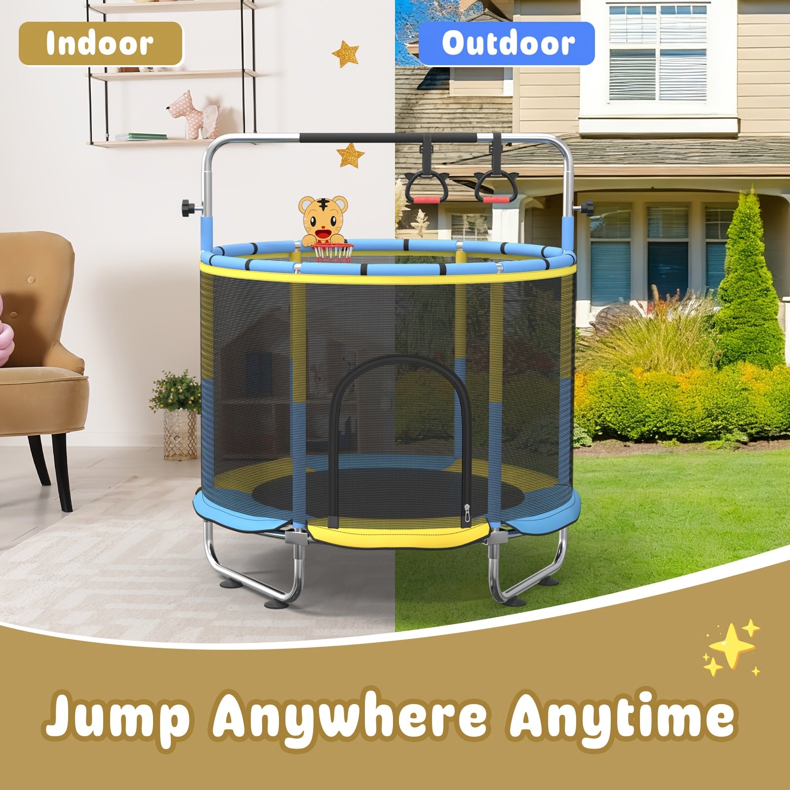 Leisure Sports Trampoline for Kids Adults Outdoor Backyard Fitness Fun Exercise Jumping Trampoline Multiple Colors Home Gym Cardio Workout