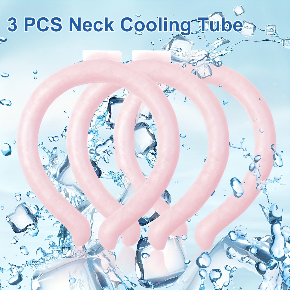 Neck Cooler Ice Ring 3 Pack Wearable Cooling Tube Gel Wrap for Hot Weather Summer Heat Outdoor Workers Sports Hot Flashes Fever Freezes at 28°C Blue White Pink Green