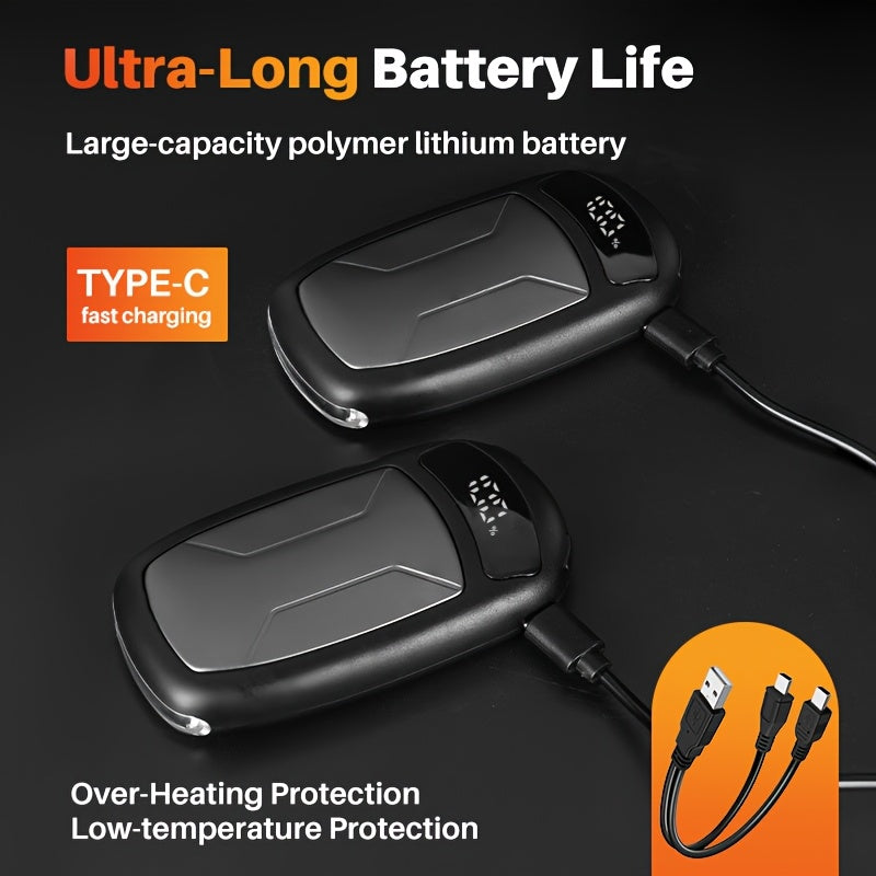 2-Pack Rechargeable Hand Warmers with COB Light & Magnetic Base - 12 Hours Warmth Electric Portable Hand Warmer with High Lumen Flashlight for Camping, Hiking, Winter Outdoor Use - Christmas Gift for Women Men