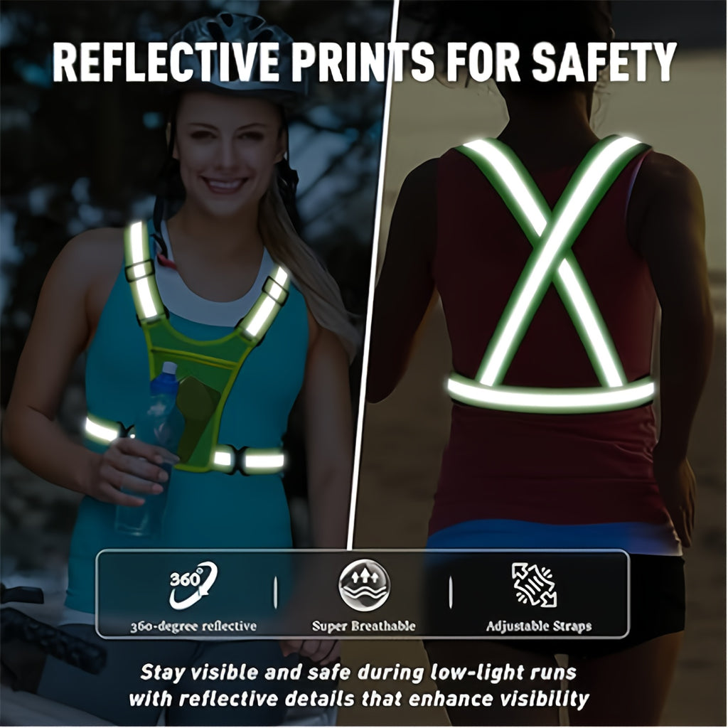 Reflective Running Vest 2 Pack with Reflective Bracelets Phone Holder Adjustable Safety Gear for Men Women – High Visibility Vest for Running Dog Walking Cycling Night Safety