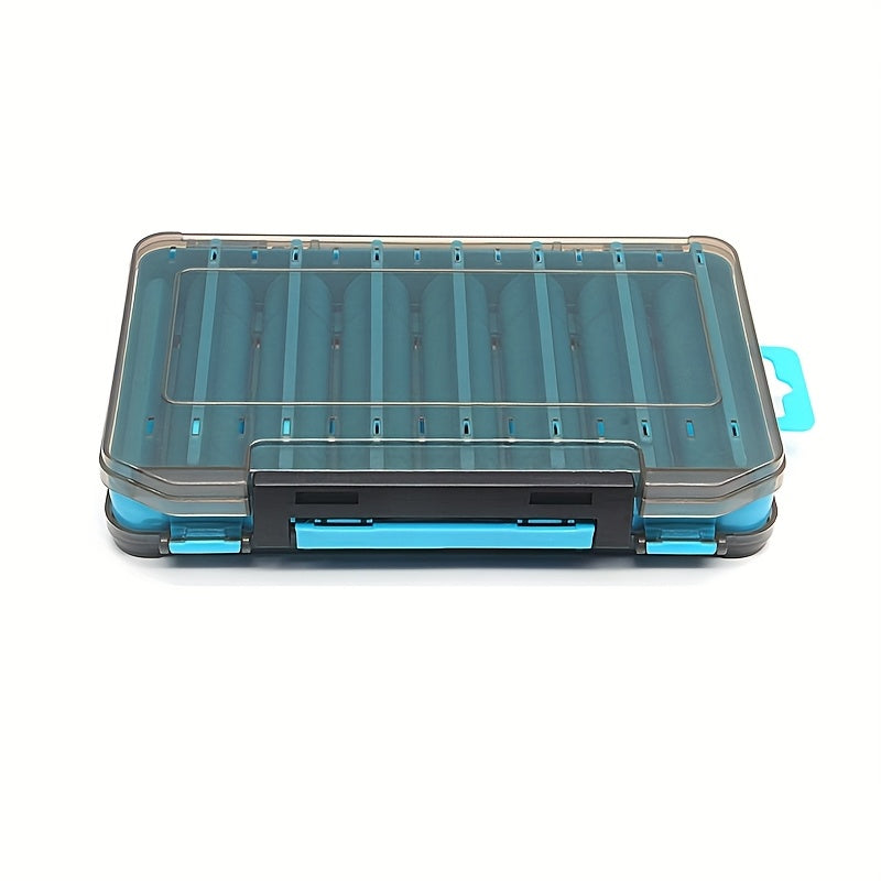 Fishing Lure Tackle Box Dual-Sided 14 Compartments – Portable ABS Lure Organizer for Minnow Pencil Squid Crankbait Hard Baits Freshwater Saltwater – Tangerine & Blue
