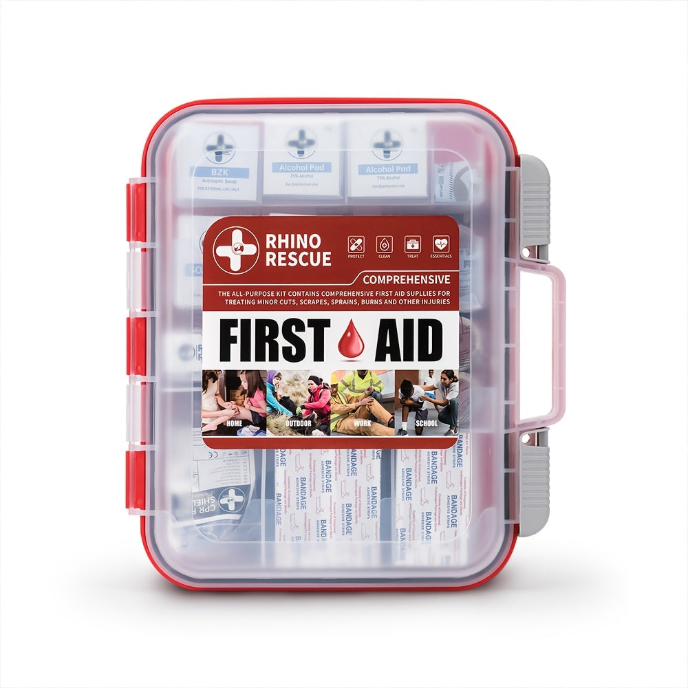 OSHA All-Purpose First Aid Kit – Professional Medical Supplies for Home Office Outdoor Emergency Business, Bandages Gauze Burn Gel Cold Pack Gloves Included