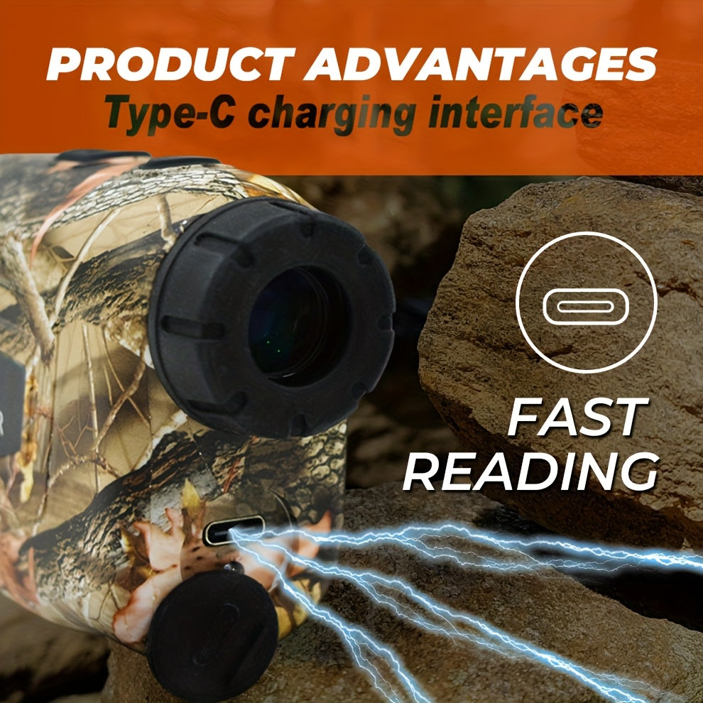 1200 Yard Laser Rangefinder Camouflage Rechargeable – Speed, Angle & Ballistic Compensation, Flagpole Lock, Type-C USB for Hunting, Golf, Archery & Hiking