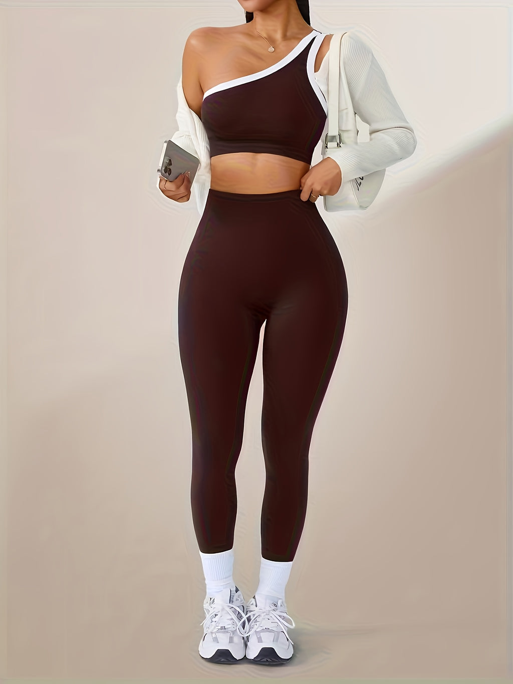 High-Waisted Butt-Lifting Leggings & Sports Bra Set for Women 2-Piece Stretchy Yoga Workout Outfit Solid Color Running Activewear with Camisole Top XS-XL