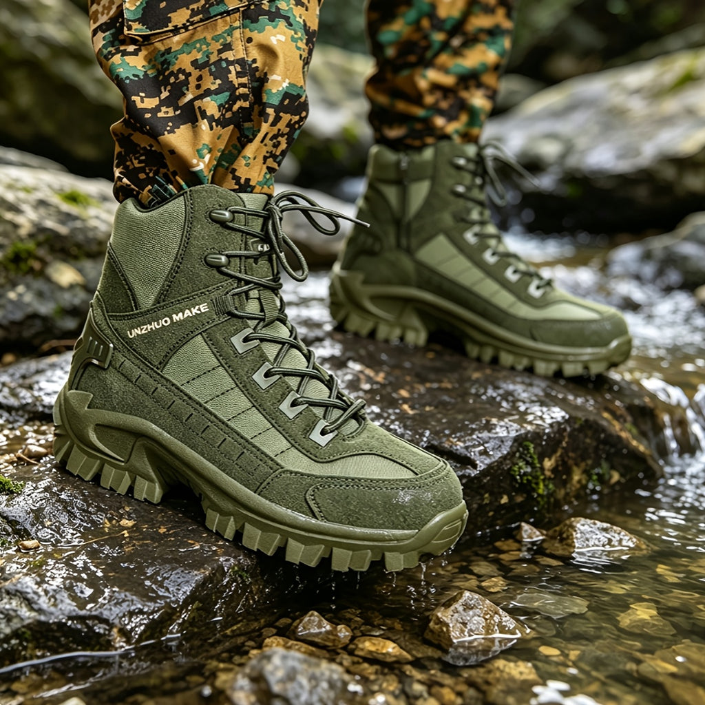 Men's High-Top Tactical Hiking Boots – Lightweight Slip-Resistant All-Season Boots for Outdoor Hiking, Hunting, Jungle & Adventure Travel, US 7-12, 3 Colors