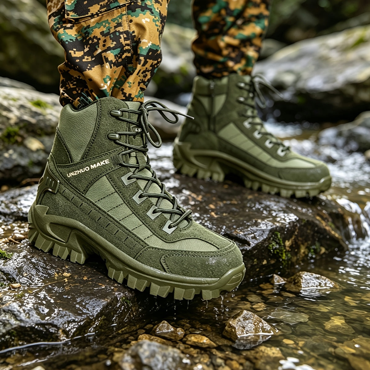 Men's High-Top Tactical Hiking Boots – Lightweight Slip-Resistant All-Season Boots for Outdoor Hiking, Hunting, Jungle & Adventure Travel, US 7-12, 3 Colors